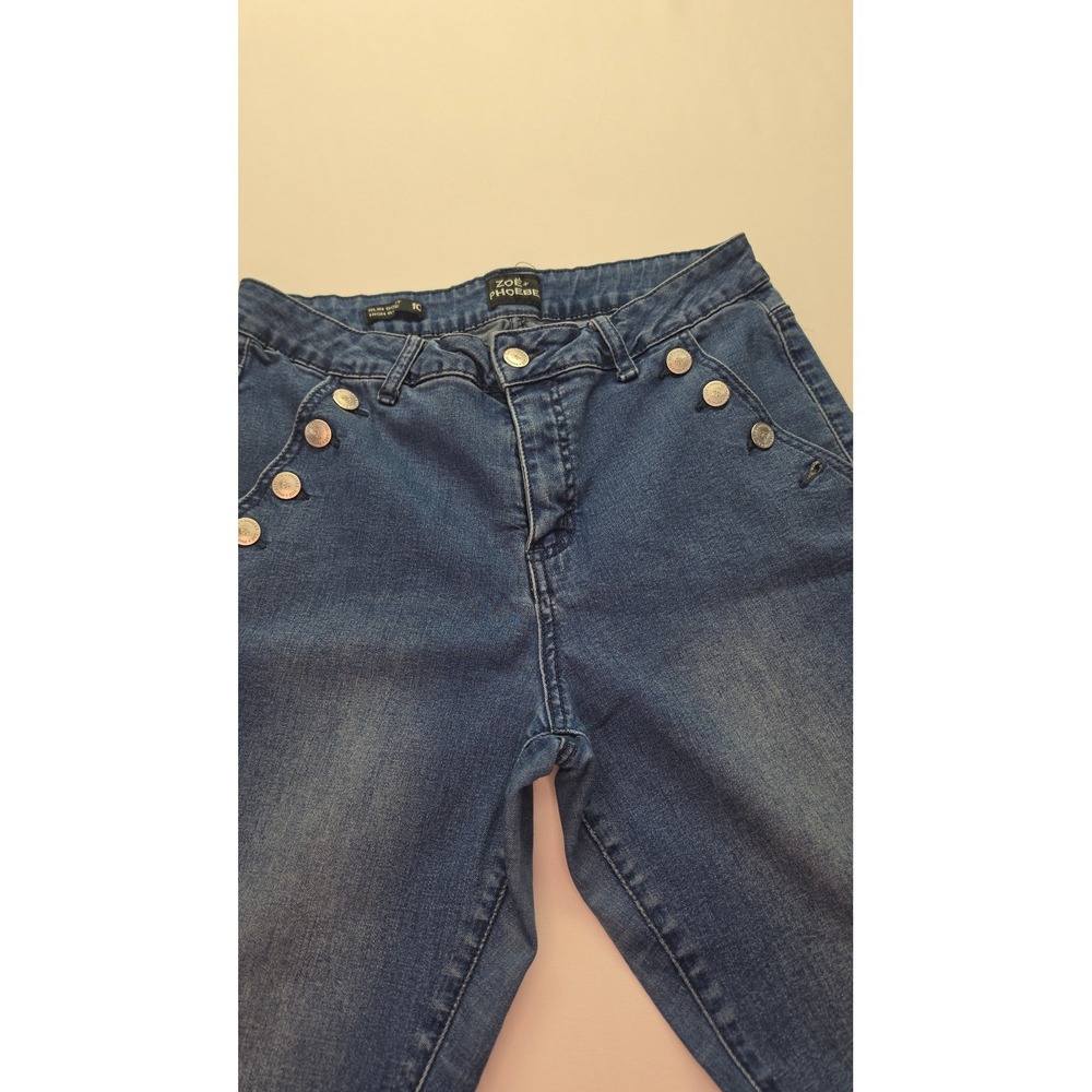 Zoe + Phoebe Women High Rise Slim Bootcut Sailor Button Jeans Medium Wash 10